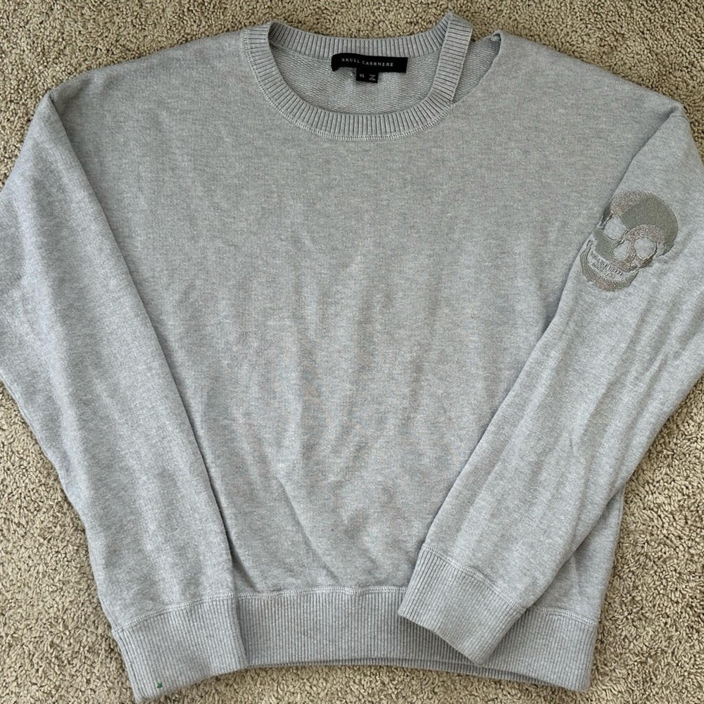 Skull Cashmere Gray Sweater with Skull